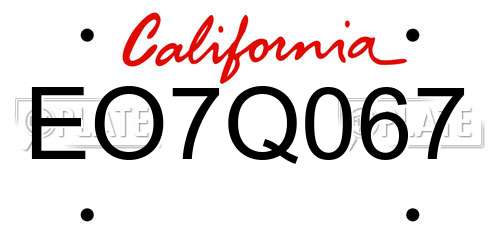 EO7Q067 California License Plate