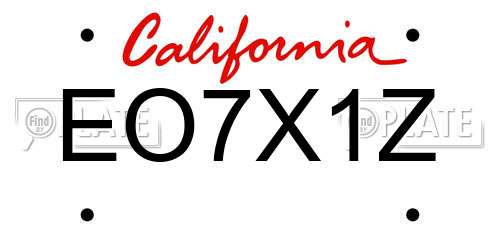 EO7X1Z California License Plate