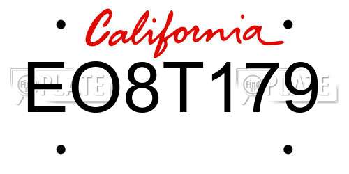 EO8T179 California License Plate