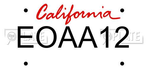 EOAA12 California License Plate