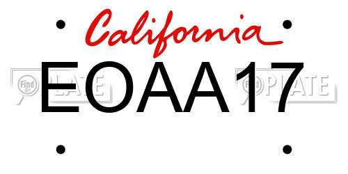 EOAA17 California License Plate