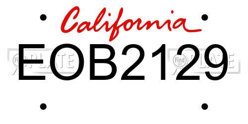 EOB2129 California License Plate