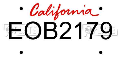 EOB2179 California License Plate