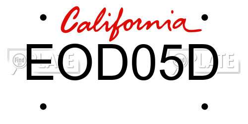 EOD05D California License Plate