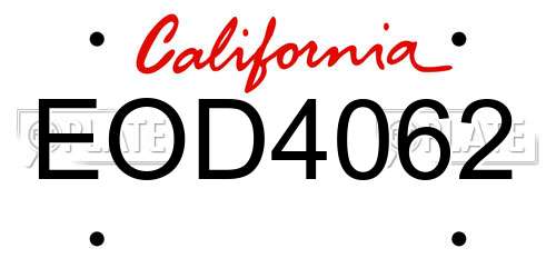 EOD4062 California License Plate