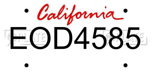 EOD4585 California License Plate