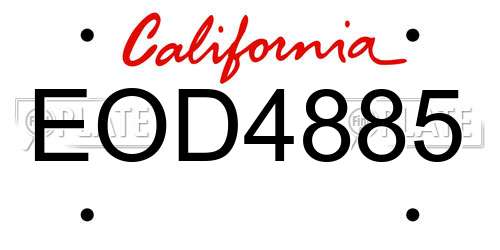 EOD4885 California License Plate
