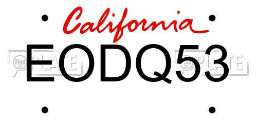 EODQ53 California License Plate