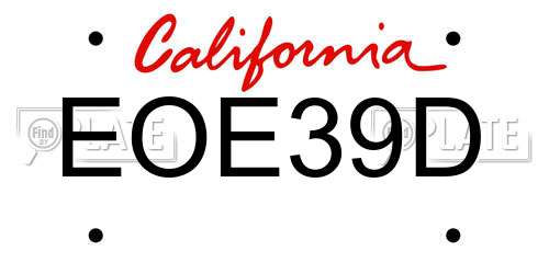 EOE39D California License Plate