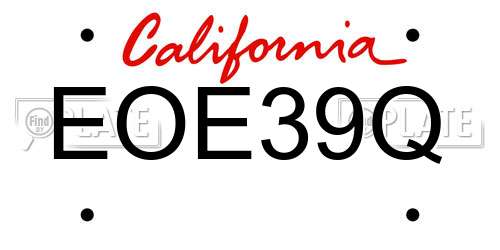 EOE39Q California License Plate