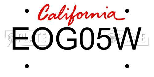 EOG05W California License Plate