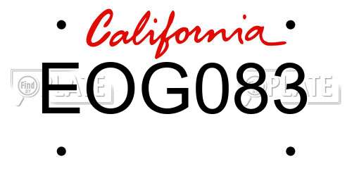 EOG083 California License Plate