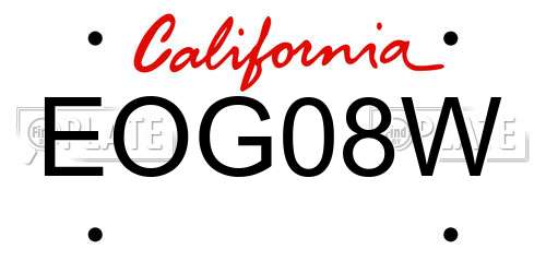 EOG08W California License Plate