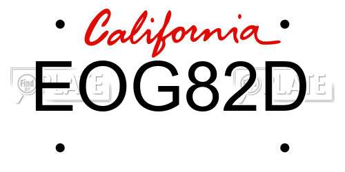 EOG82D California License Plate