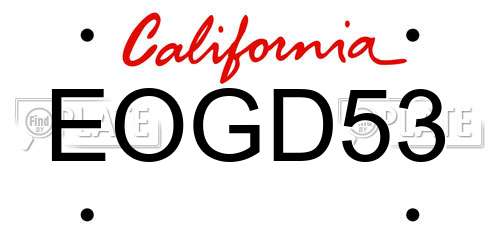 EOGD53 California License Plate