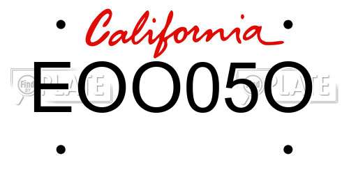EOO05O California License Plate
