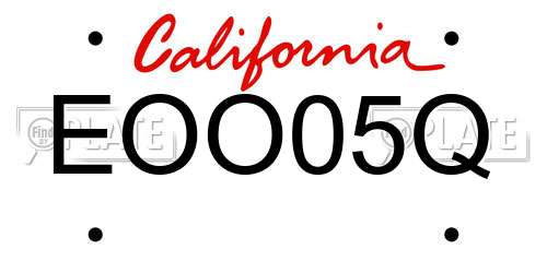 EOO05Q California License Plate