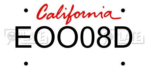 EOO08D California License Plate
