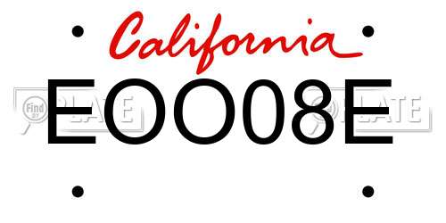 EOO08E California License Plate