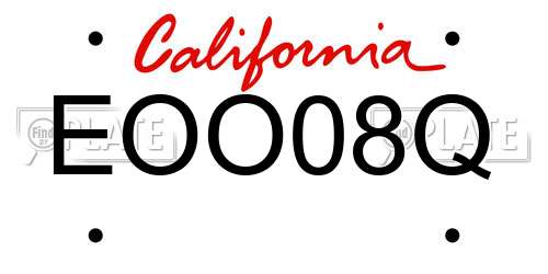 EOO08Q California License Plate