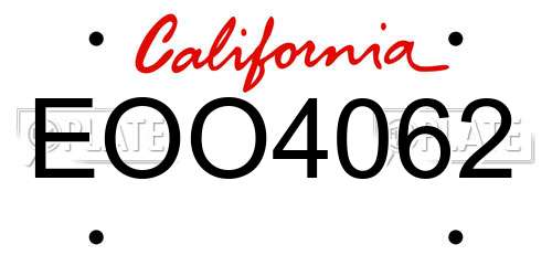 EOO4062 California License Plate
