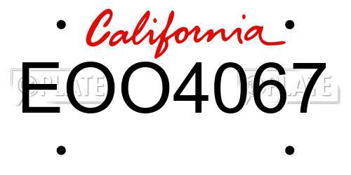 EOO4067 California License Plate
