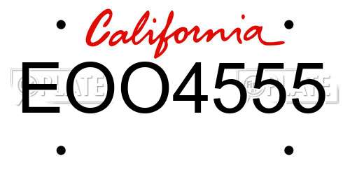 EOO4555 California License Plate
