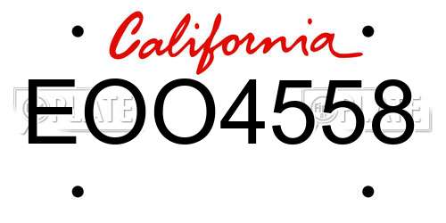 EOO4558 California License Plate