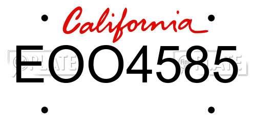 EOO4585 California License Plate