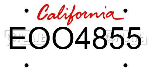 EOO4855 California License Plate
