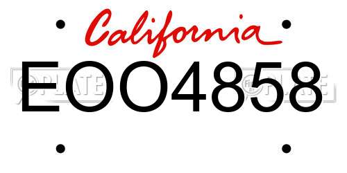 EOO4858 California License Plate