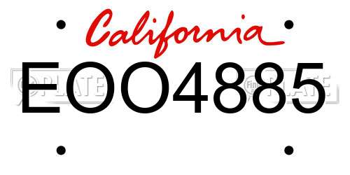 EOO4885 California License Plate
