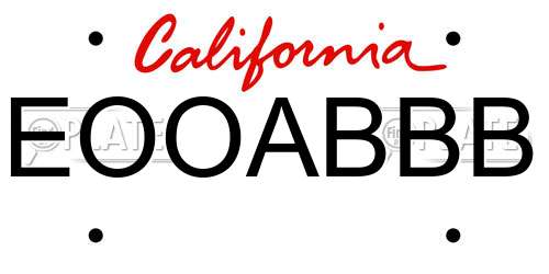 EOOABBB California License Plate