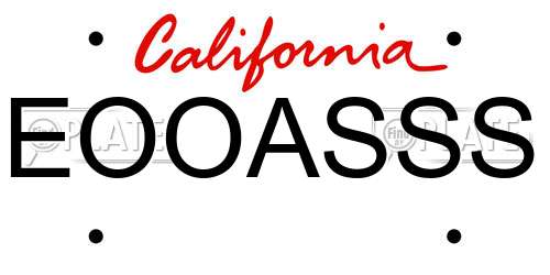 EOOASSS California License Plate
