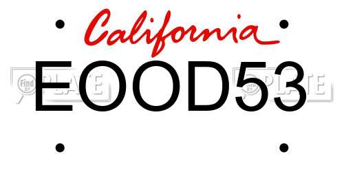 EOOD53 California License Plate
