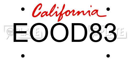 EOOD83 California License Plate