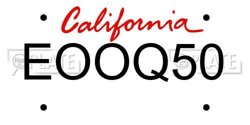 EOOQ50 California License Plate