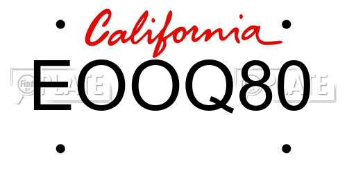 EOOQ80 California License Plate