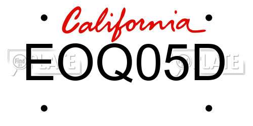 EOQ05D California License Plate