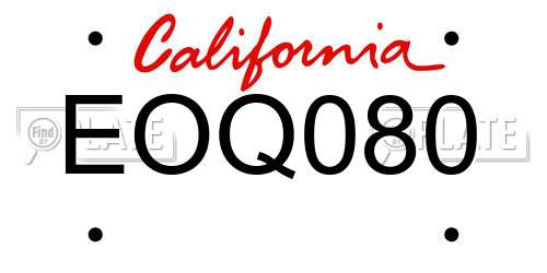 EOQ080 California License Plate