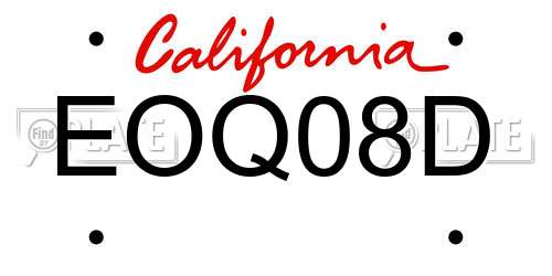 EOQ08D California License Plate
