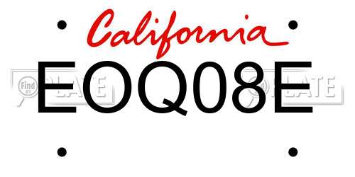 EOQ08E California License Plate