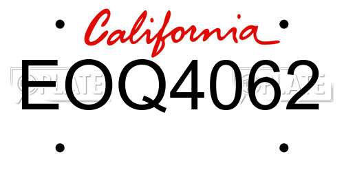 EOQ4062 California License Plate