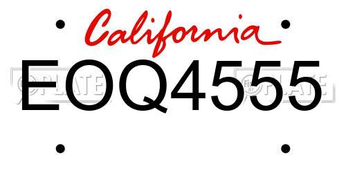 EOQ4555 California License Plate