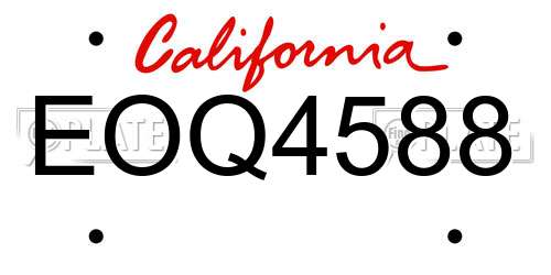 EOQ4588 California License Plate