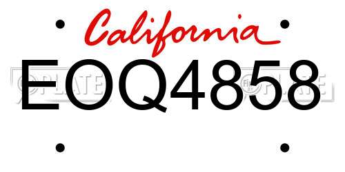EOQ4858 California License Plate