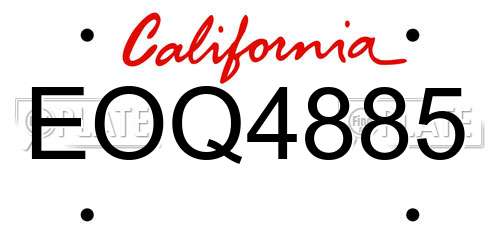 EOQ4885 California License Plate