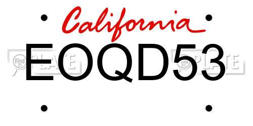 EOQD53 California License Plate