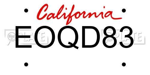 EOQD83 California License Plate