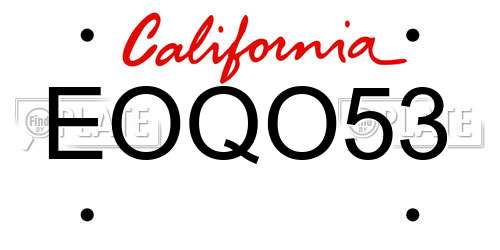 EOQO53 California License Plate